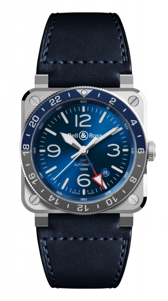 Bell & Ross BR 03-93 GMT BLUE i gruppen Varumrken / Bell & Ross / BR 03 GMT hos Rydbergs Ur (BR0393BLUSTSCA)