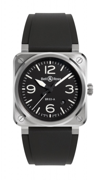 Bell & Ross BR 03 BLACK STEEL i gruppen Varumrken / Bell & Ross / BR 03 AUTO hos Rydbergs Ur (BR03ABLSTSRB)